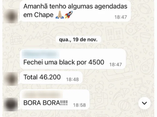 Print de WhatsApp: R$46.200 numa única Black Friday.